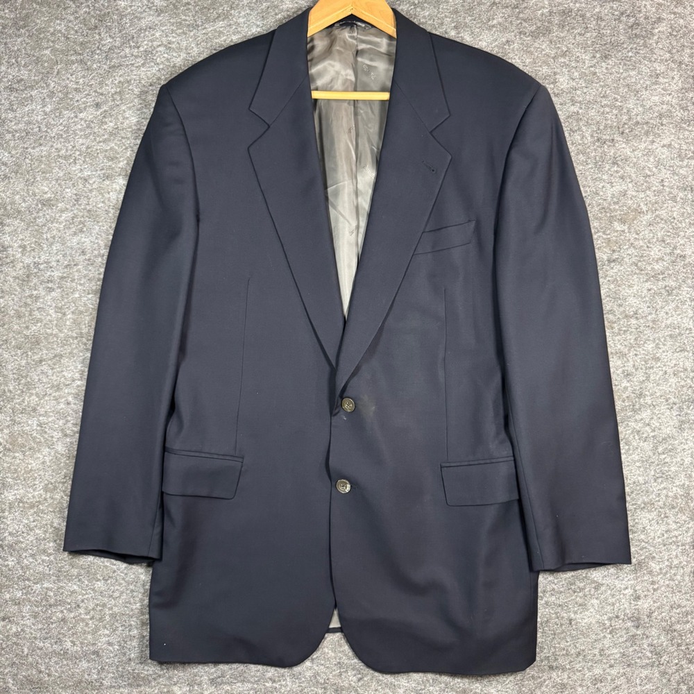 Zanella Blazer Suit Jacket Mens 42L Navy Blue 100% Wool S100s Sport Coat Italian